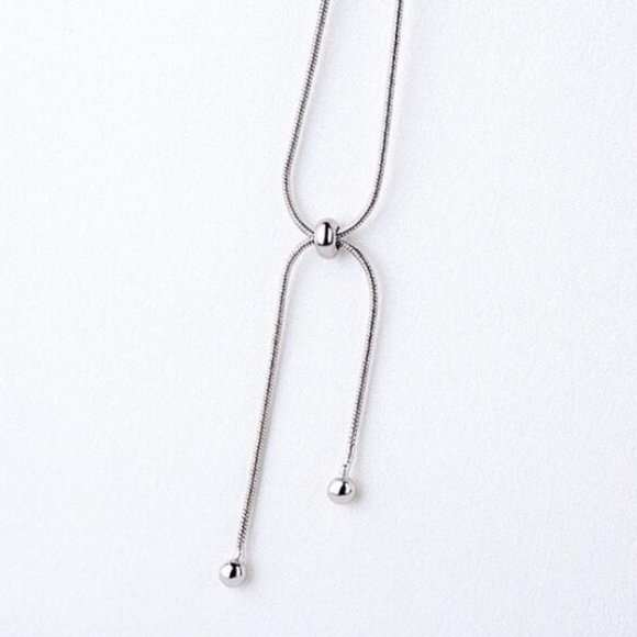 925 Silver Snake Chain Adjustable Bead Necklace - Picture 5 of 8